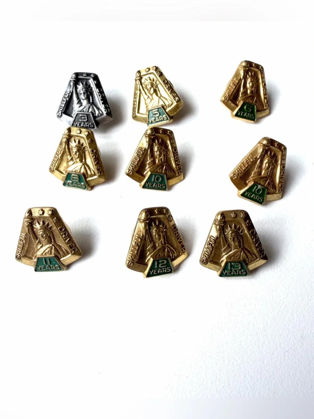 Vintage Collection of UPS Skillful Driver Safe Driving Award Pins Total 9 Pins